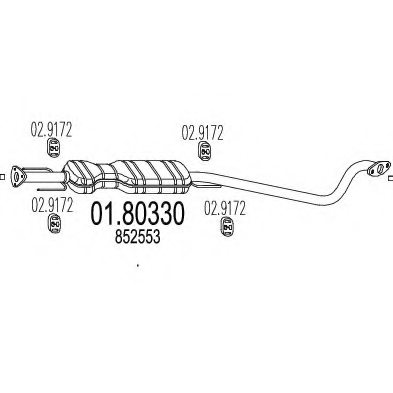 MTS 01.80330 Middle Silencer